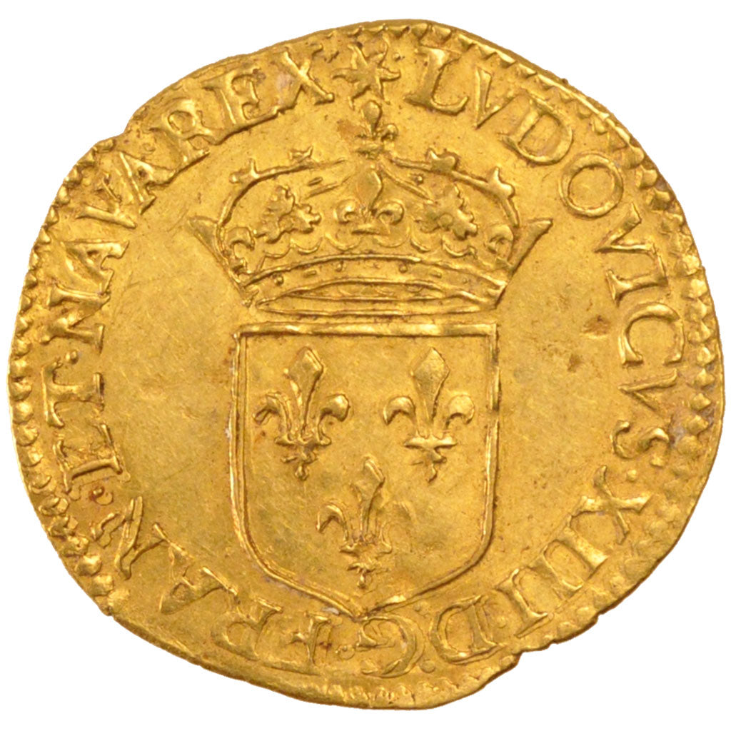 FRANCE, Écu d'or, ECU D'or, 1640, Lyon, KM #41.4, AU(55-58), Gold, Gadoury #55, 