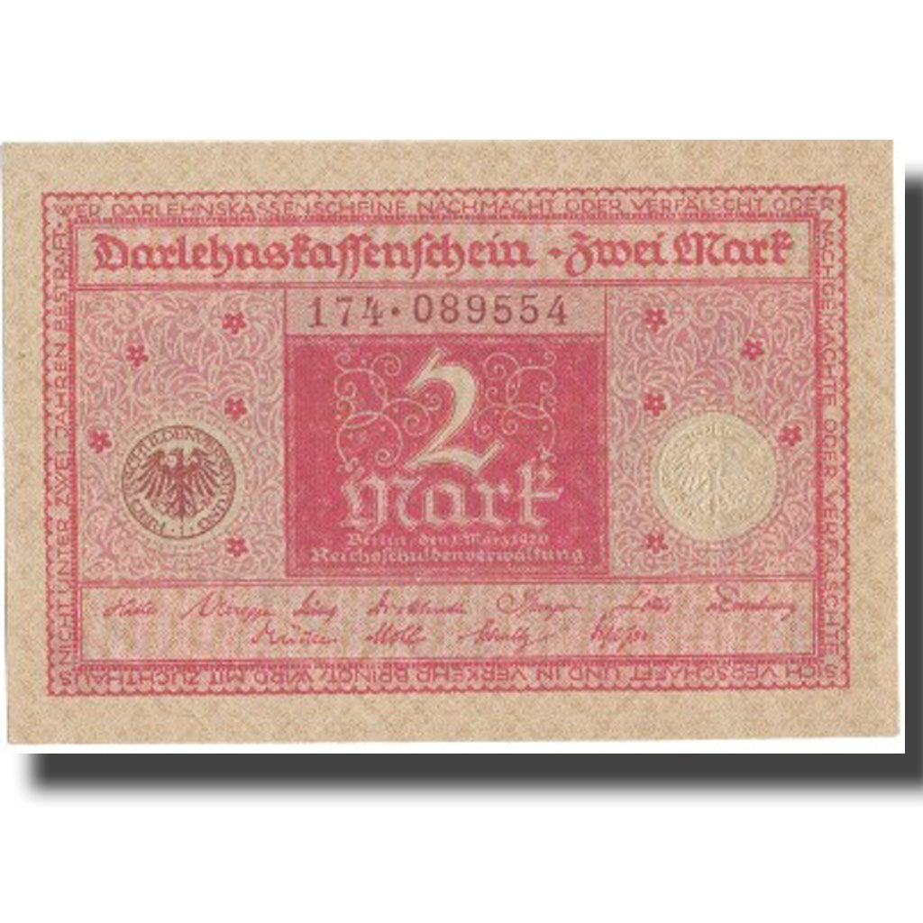 Geldschein, Deutschland, 2 Mark, 1920, 1920-03-01, KM:59, UNZ-