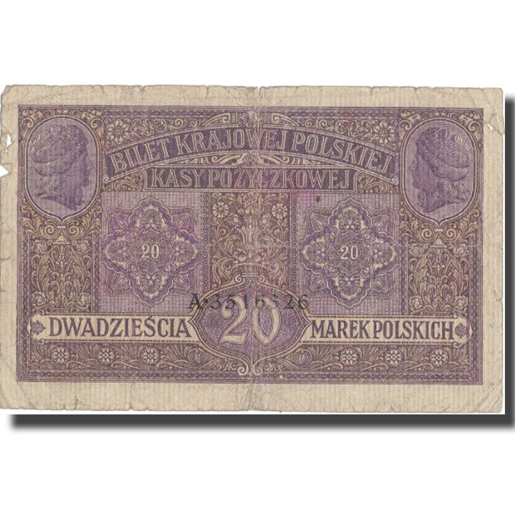 Banknote, Poland, 20 Marek, 1917, 1917, KM:14, VF(20-25)