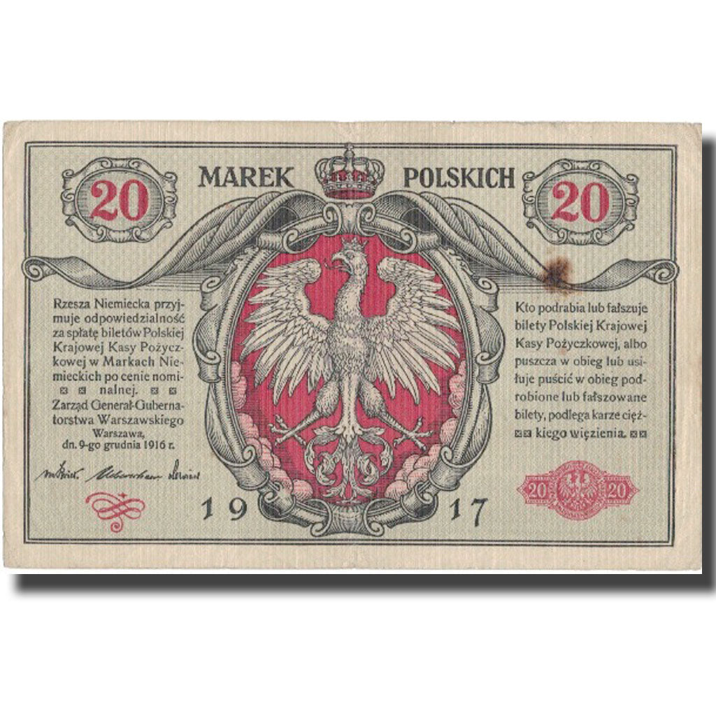 Banknote, Poland, 20 Marek, 1917, 1917, KM:14, EF(40-45)