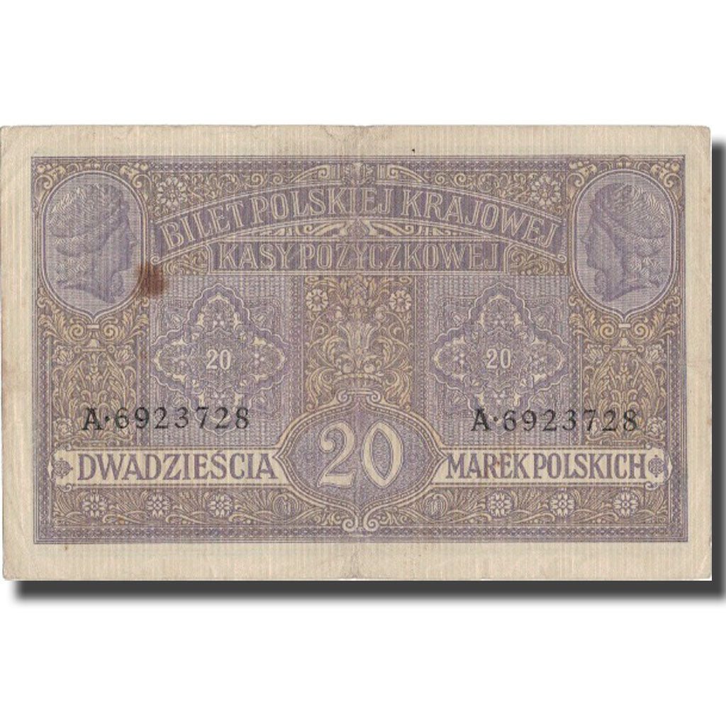Banknote, Poland, 20 Marek, 1917, 1917, KM:14, EF(40-45)