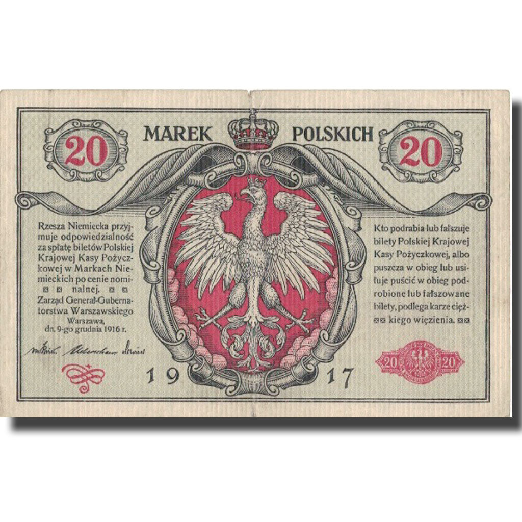 Banknote, Poland, 20 Marek, 1917, 1917, KM:14, EF(40-45)