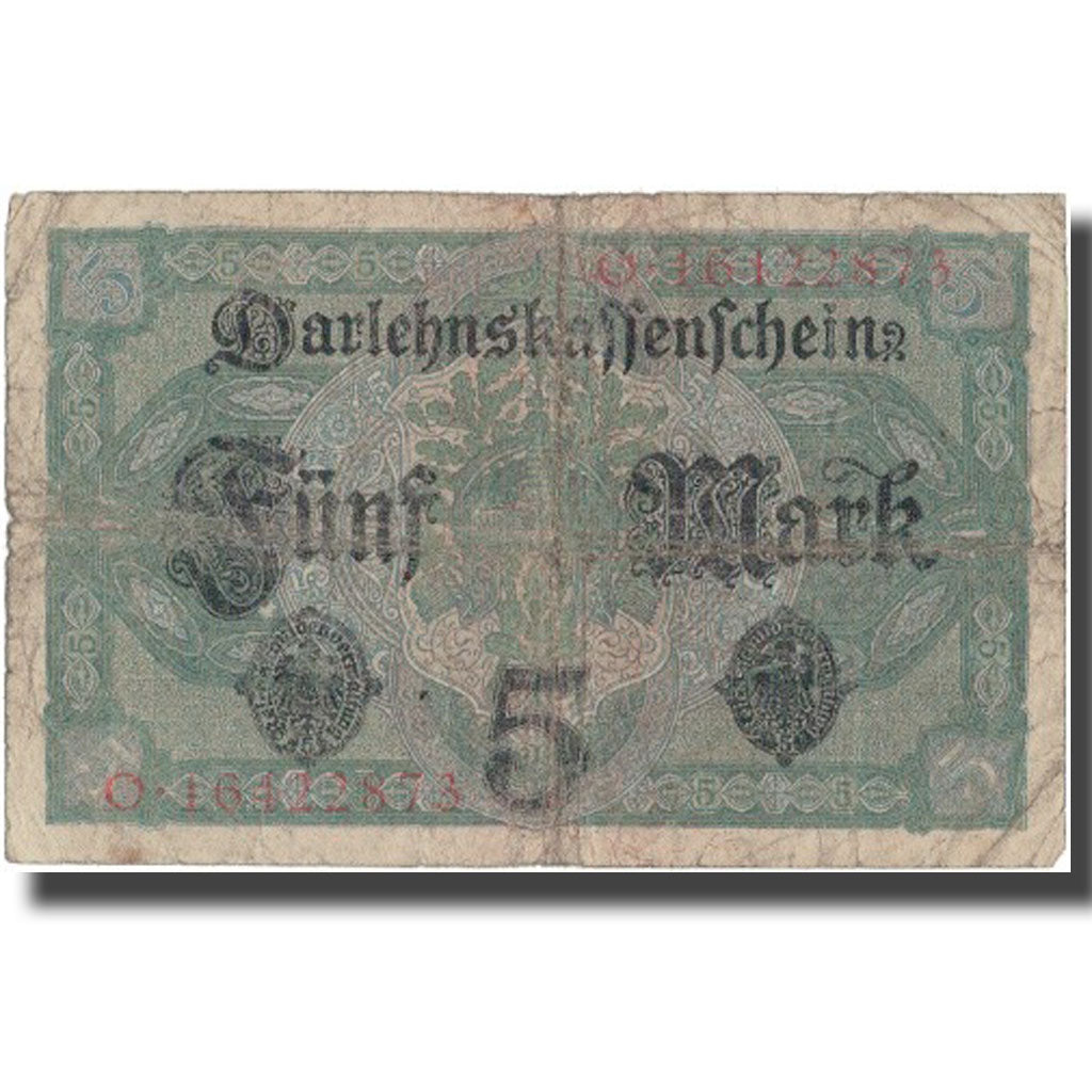 Banknote, Germany, 5 Mark, 1917, 1917, KM:56b, F(12-15)