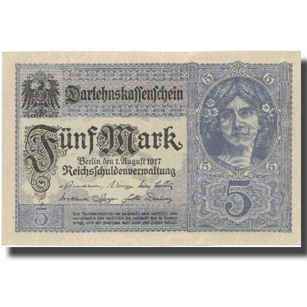Geldschein, Deutschland, 5 Mark, 1917, 1917, KM:56b, UNZ-