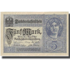 Geldschein, Deutschland, 5 Mark, 1917, 1917, KM:56b, UNZ-