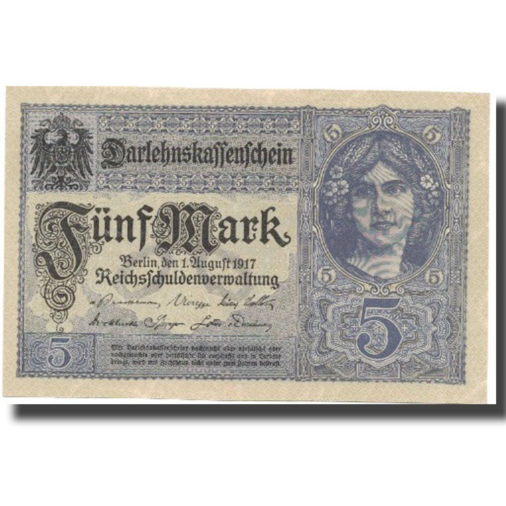 Billet, Allemagne, 5 Mark, 1917, 1917, KM:56b, SPL+