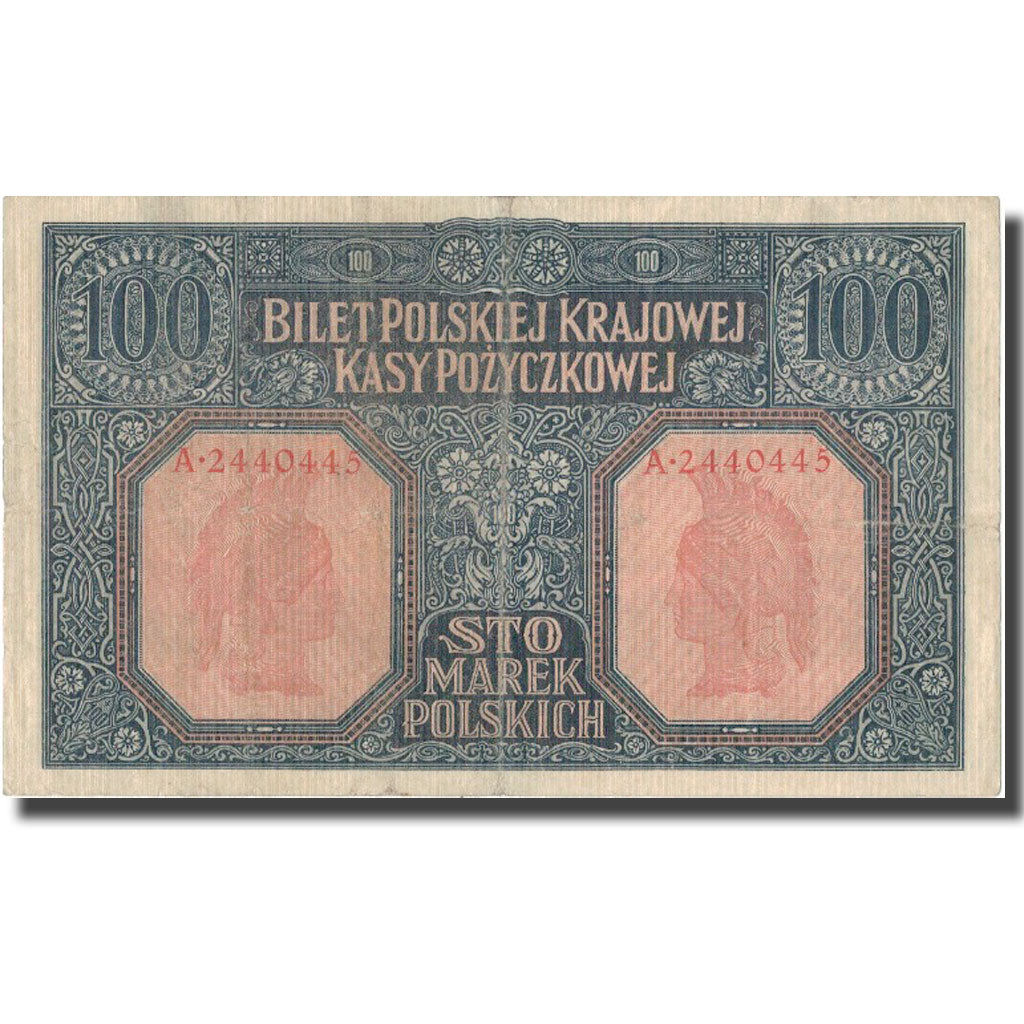 Banknote, Poland, 100 Marek, 1916, 1916, KM:6b, AU(50-53)