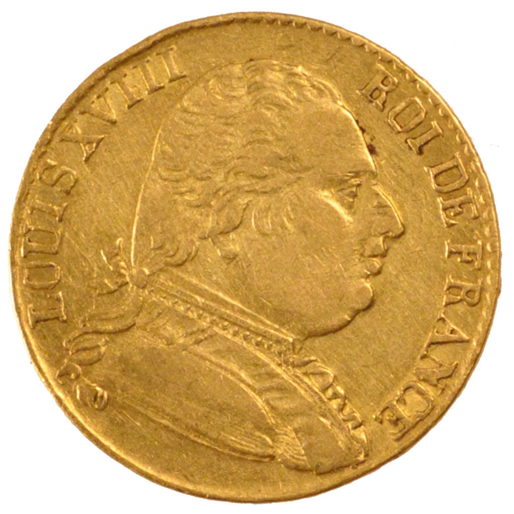 FRANCE, Louis XVIII, 20 Francs, 1815, London, KM #706.7, EF(40-45), Gold,...
