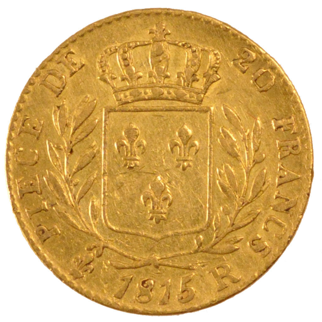 FRANCE, Louis XVIII, 20 Francs, 1815, London, KM #706.7, EF(40-45), Gold,...