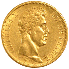 FRANCE, Charles X, 40 Francs, 1824, Paris, KM #721.1, AU(50-53), Gold, Gadoury..