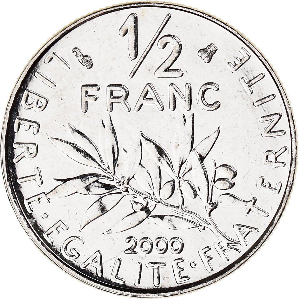 Coin, France, Semeuse, 1/2 Franc, 2000, BU, MS(65-70), Nickel, KM:931.2