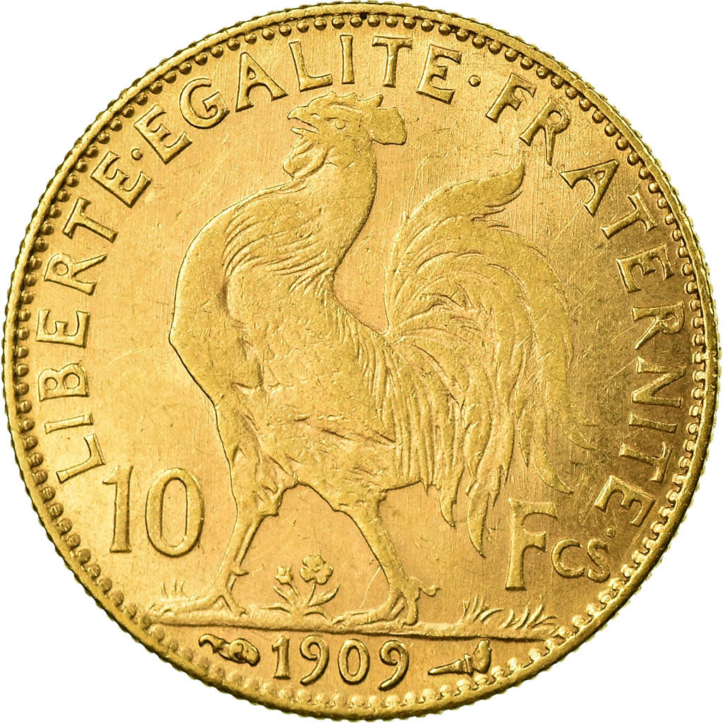 Coin, France, Marianne, 10 Francs, 1909, Paris, AU(50-53), Gold, KM:846