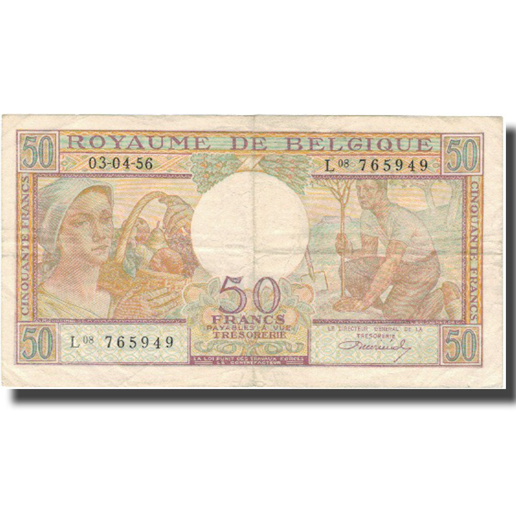 Banknote, Belgium, 50 Francs, 1956, 1956-04-03, KM:133b, EF(40-45)