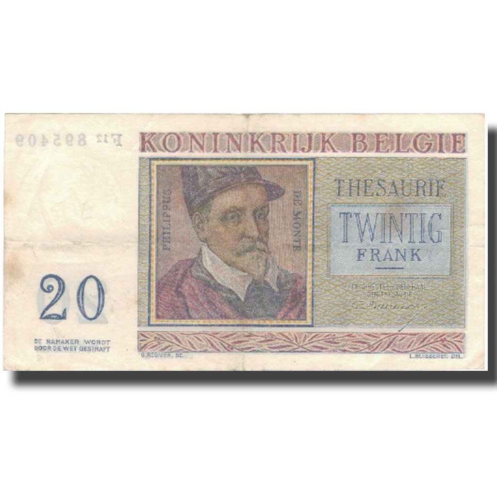 Banknote, Belgium, 20 Francs, 1954, 1954, KM:132b, EF(40-45)