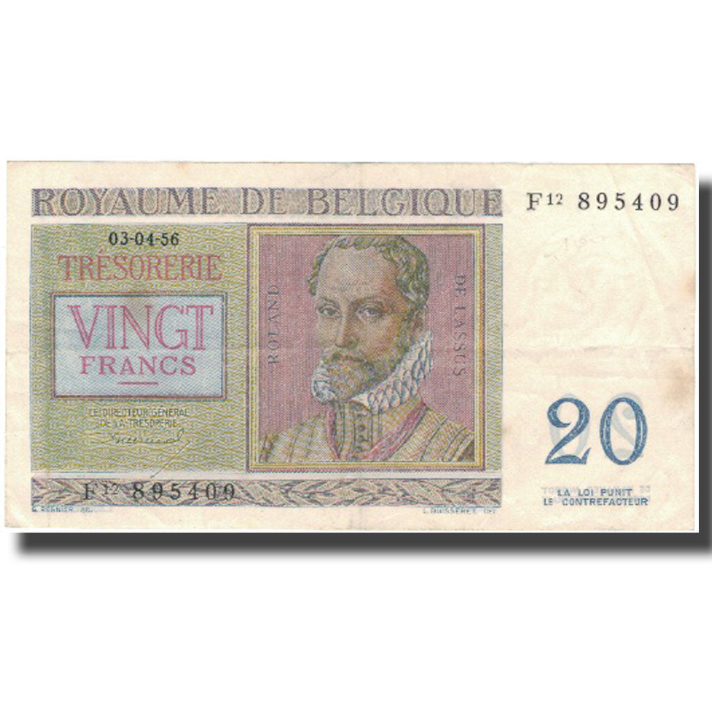 Banknote, Belgium, 20 Francs, 1954, 1954, KM:132b, EF(40-45)