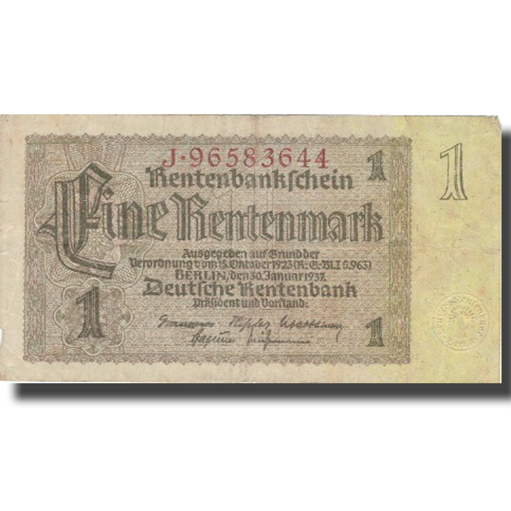 Banknote, Germany, 1 Rentenmark, 1937, 1937-01-30, KM:173b, EF(40-45)