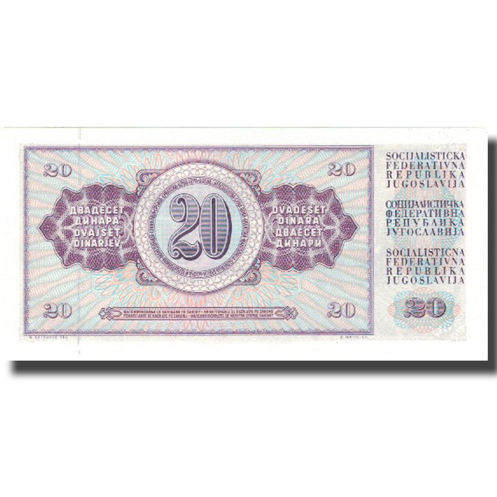 Billet, Yougoslavie, 20 Dinara, 1981, 1981-11-04, KM:85, SPL+