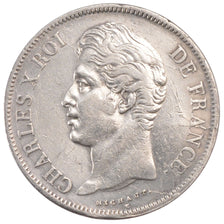 Coin, France, Charles X, 5 Francs, 1828, Lyon, EF(40-45), Silver, KM:728.4