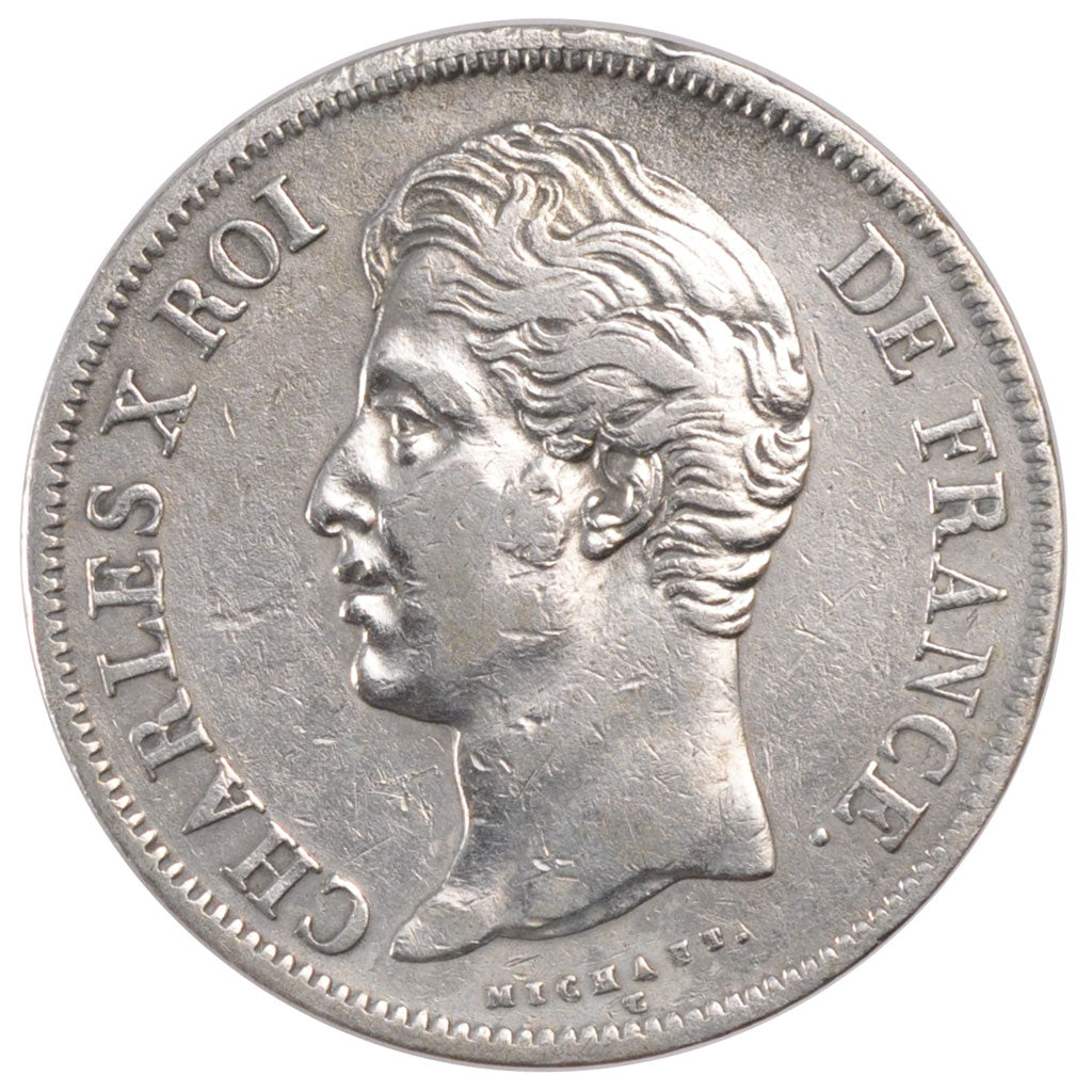 Coin, France, Charles X, 5 Francs, 1829, Rouen, EF(40-45), Silver, KM:728.2