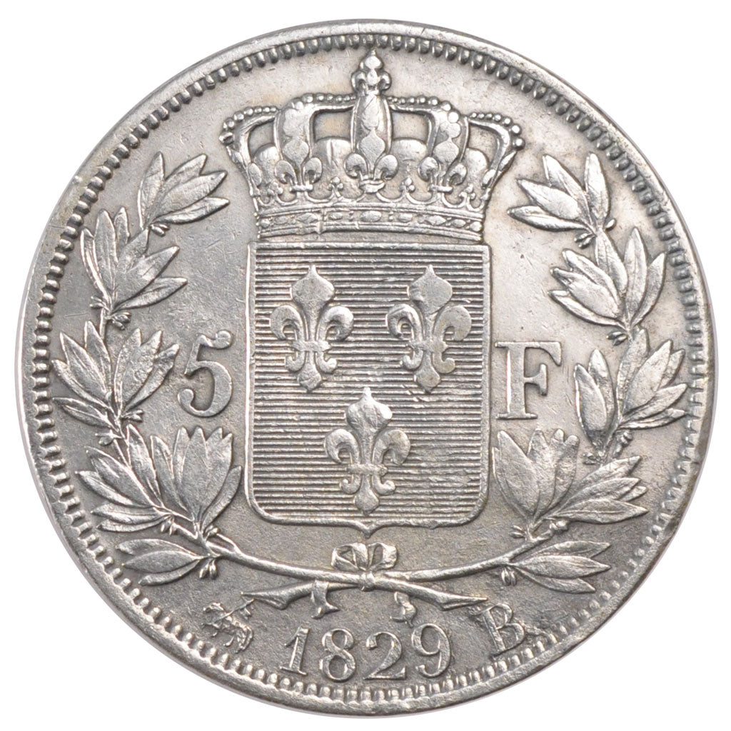 Coin, France, Charles X, 5 Francs, 1829, Rouen, EF(40-45), Silver, KM:728.2
