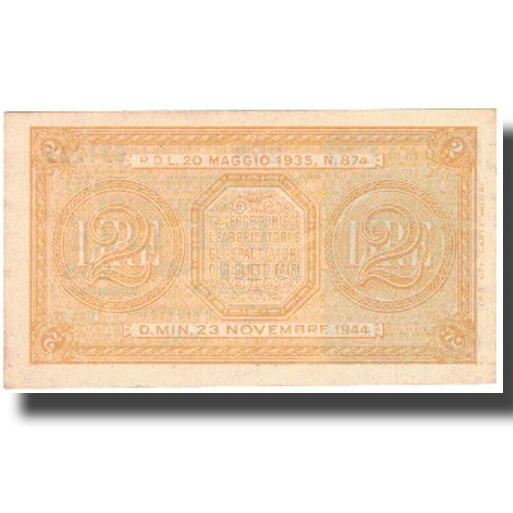 Banknote, Italy, 2 Lire, 1944, 1944, KM:M11b, UNC(65-70)