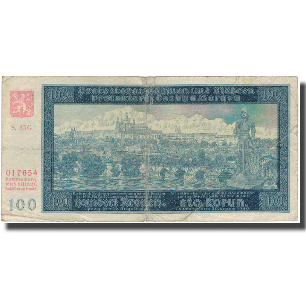 Geldschein, Bohemia and Moravia, 100 Korun, 1940, 1940, KM:7a, S