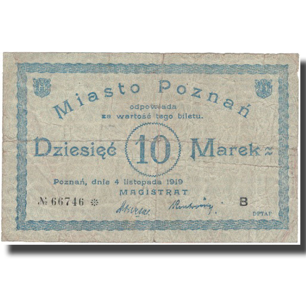 Banknote, Poland, 10 Marek, valeur faciale, 1919, 1919, VF(20-25)
