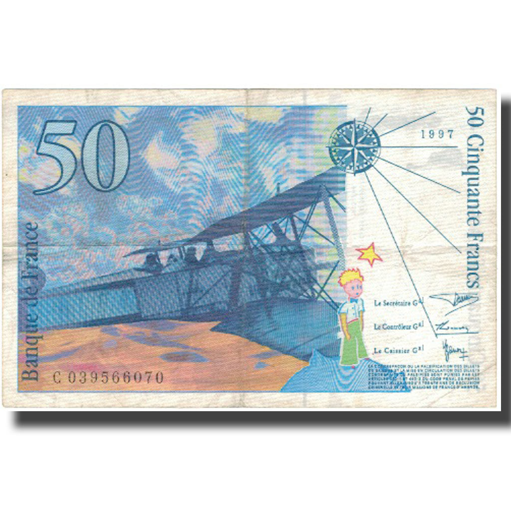 France, 50 Francs, 50 F 1992-1999 ''St Exupéry'', 1997, 1997, VF(30-35)