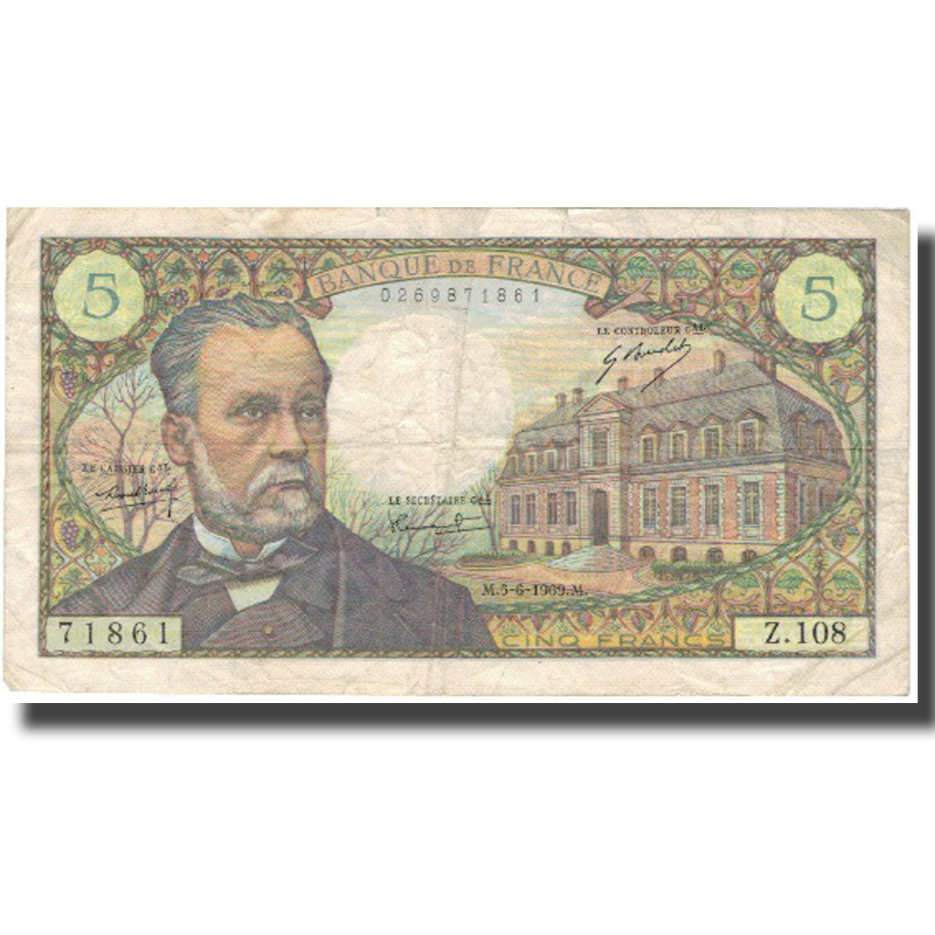 France, 50 Francs, 5 F 1966-1970 ''Pasteur'', 1969, 1969-06-05, VF(20-25)