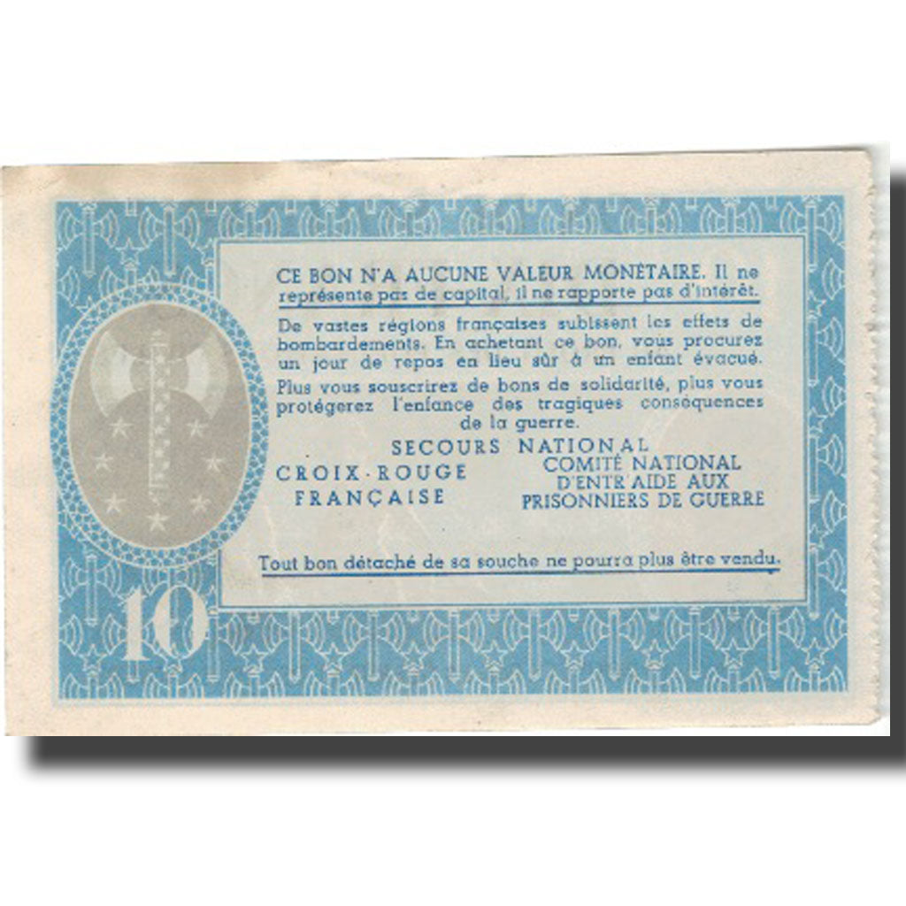 France, Bon de Solidarité, 10 Francs, 1941, TTB+