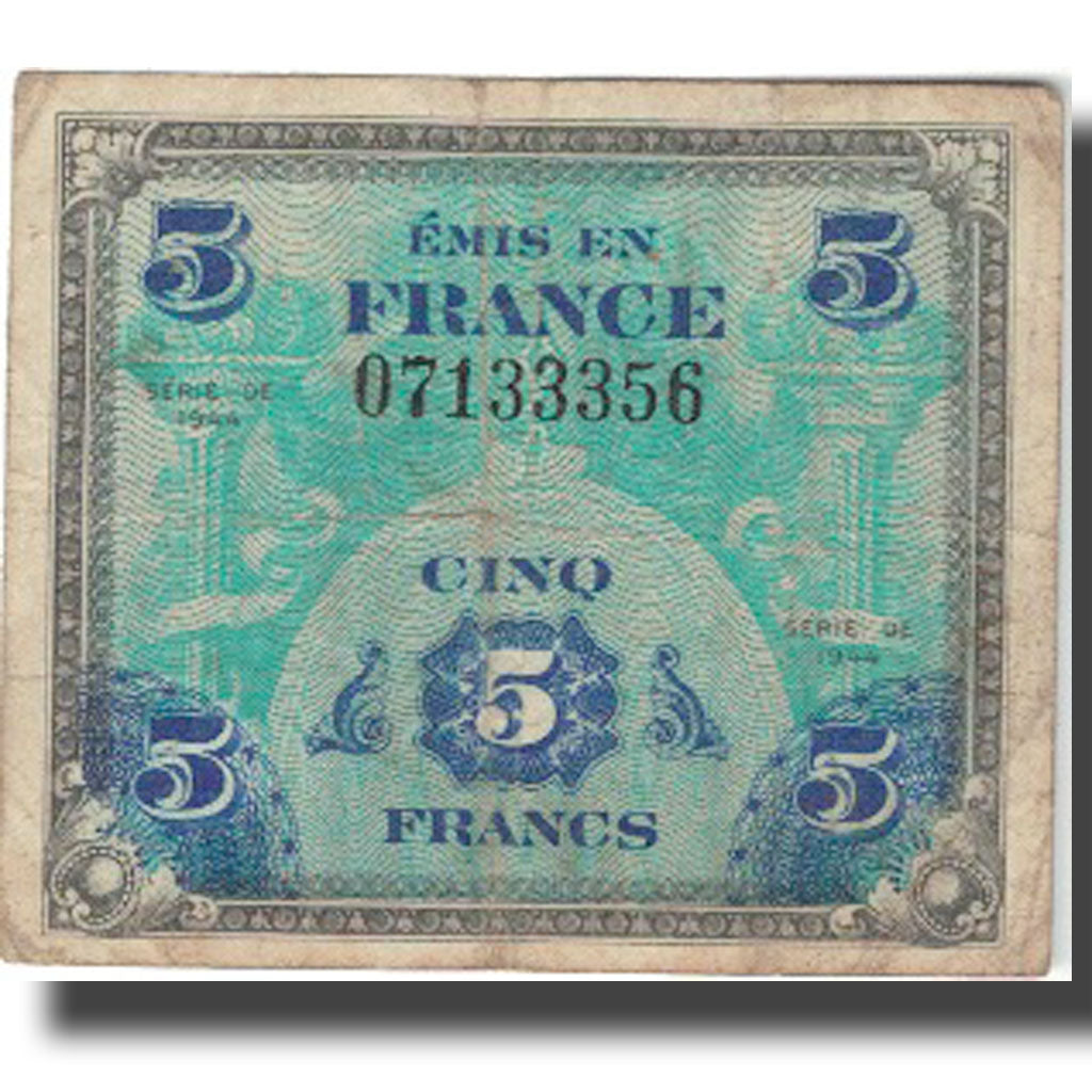 Frankrijk, 5 Francs, 1944, 1944, B+, Fayette:VF17.1, KM:115a