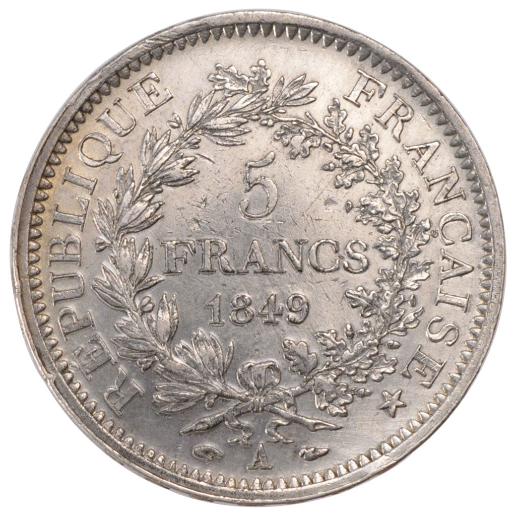 Munten, Frankrijk, Hercule, 5 Francs, 1849, Paris, ZF+, Zilver, KM:756.1