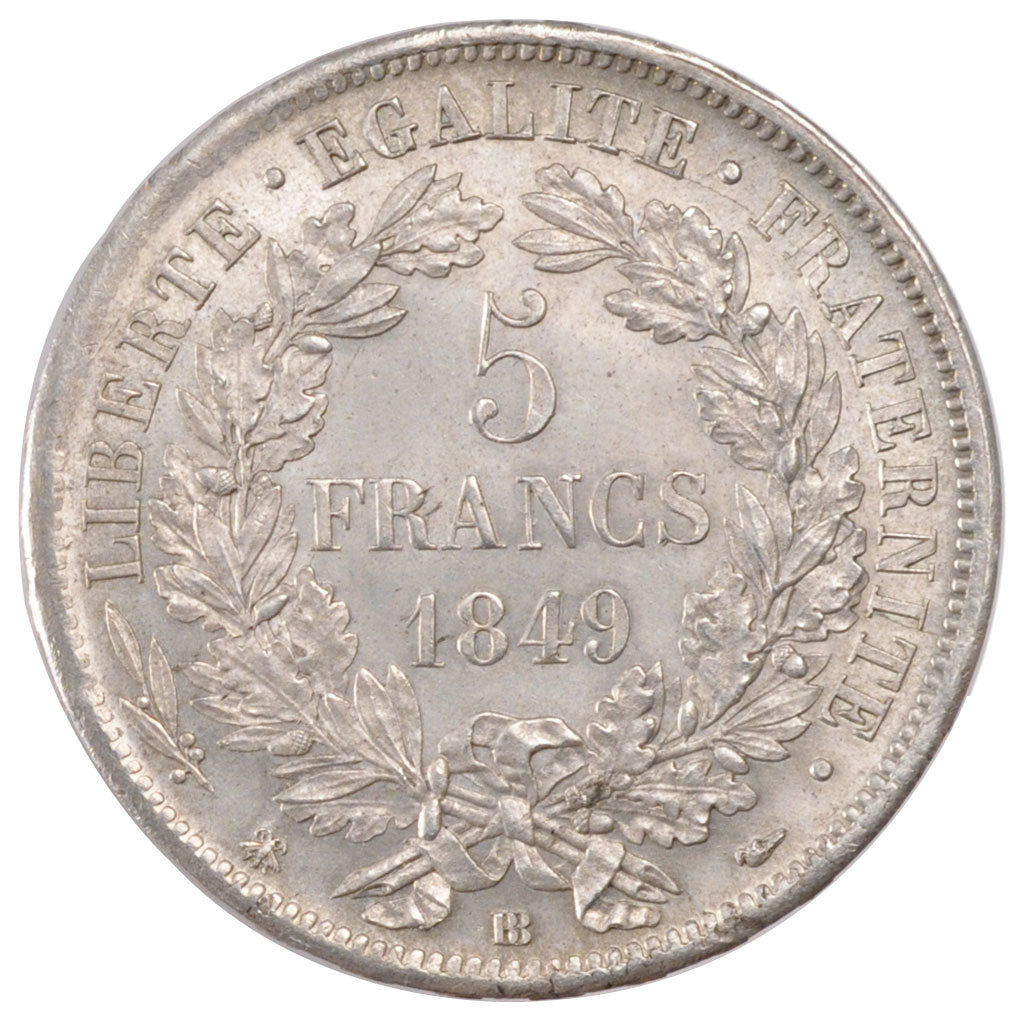 France, Cérès, 5 Francs, 1849 BB, Strasbourg, PCGS MS64, KM:761.2