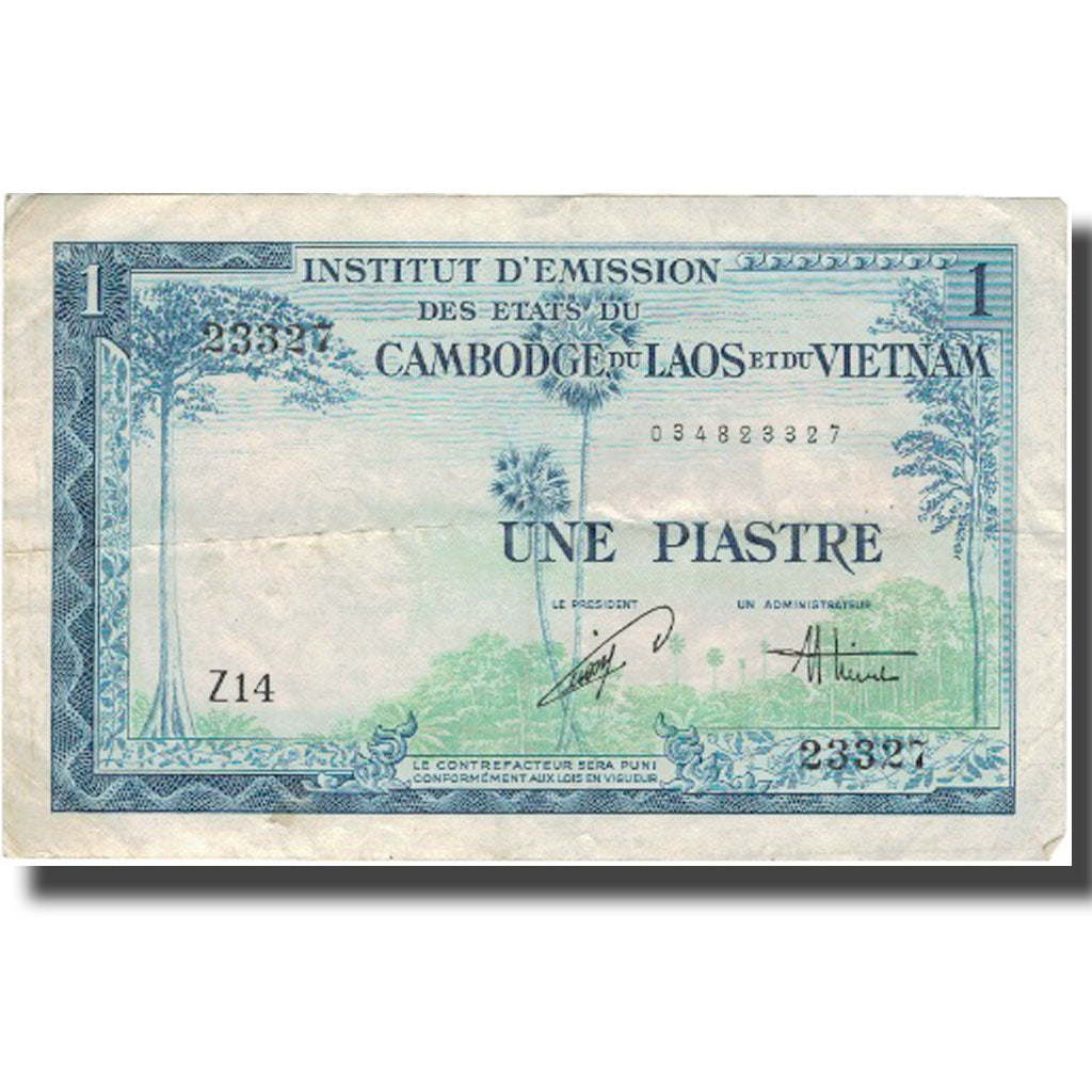 FRENCH INDO-CHINA, 1 Piastre = 1 Dong, 1954, 1954, KM:105, VF(30-35)
