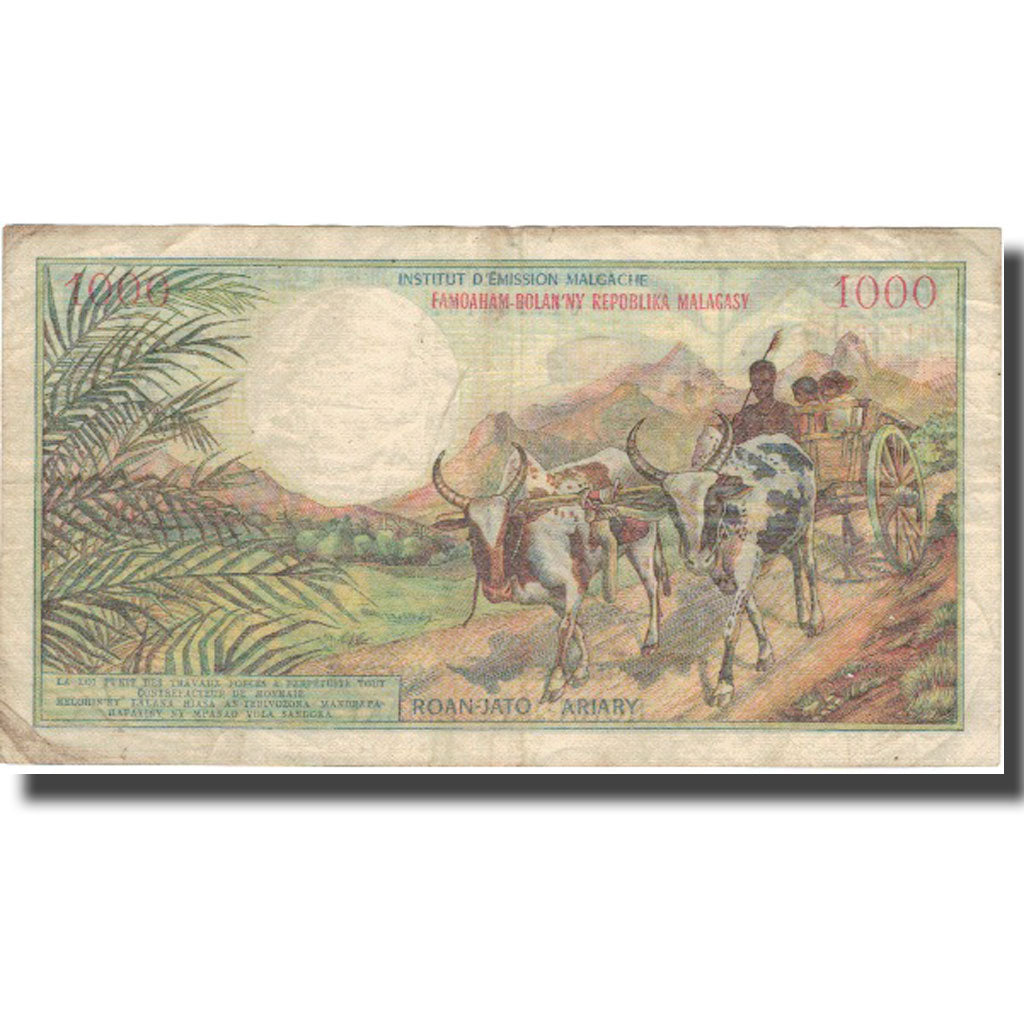 Billet, Madagascar, 1000 Francs = 200 Ariary, 1966, 1966, KM:59a, TB+