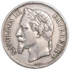 FRANCE, Napoléon III, 5 Francs, 1867, Paris, KM #799.1, EF(40-45), Silver, G...