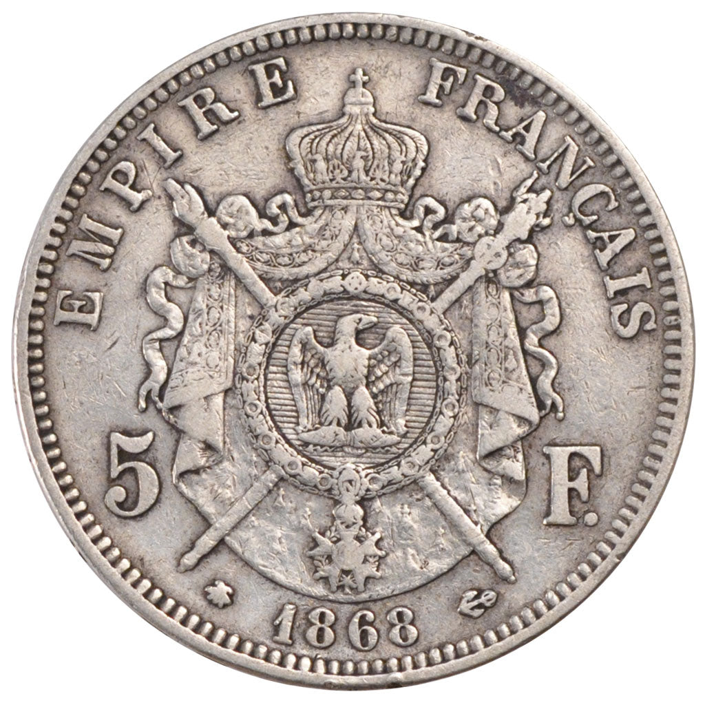 Francia, Napoleon III, Napoléon III, 5 Francs, 1868, Paris, BB, Argento, Gad...
