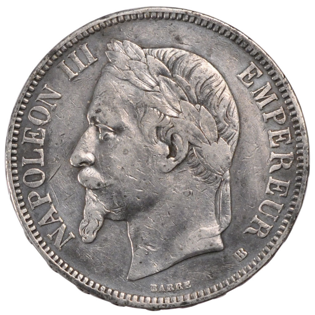 FRANCE, Napoléon III, 5 Francs, 1868, Strasbourg, KM #799.2, EF(40-45), Silver,