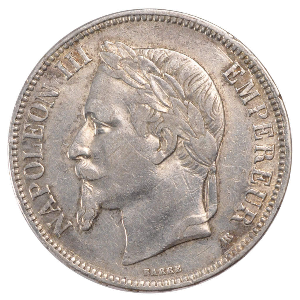 FRANCE, Napoléon III, 5 Francs, 1868, Strasbourg, KM #799.2, EF(40-45), Silver,