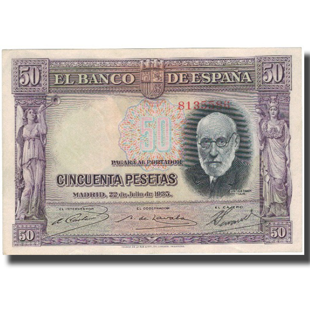Biljet, Spanje, 50 Pesetas, 1935, 1935-07-22, KM:88, TTB+