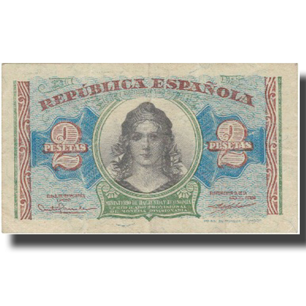 Geldschein, Spanien, 2 Pesetas, 1938, 1938, KM:95, S+