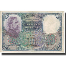 Banknote, Spain, 50 Pesetas, 1931, 1931-04-25, KM:82, VF(30-35)