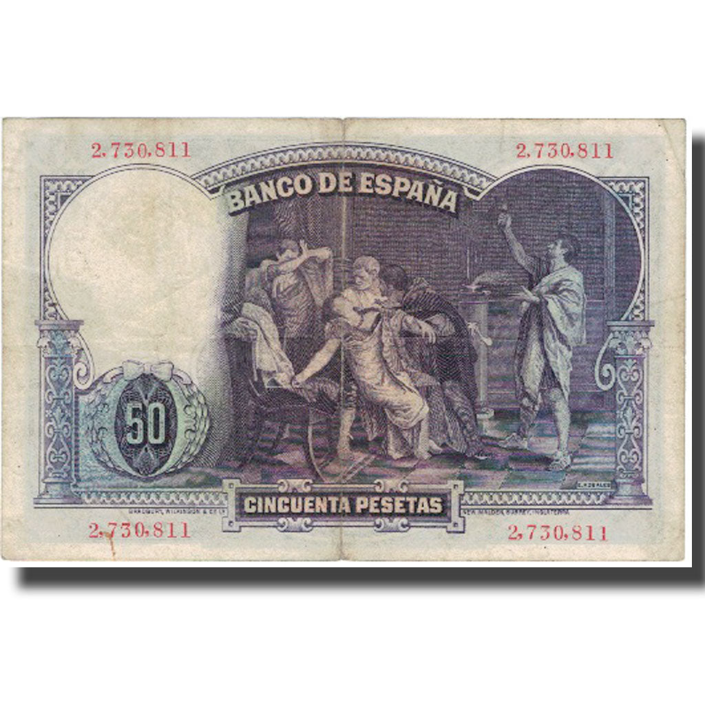 Banknote, Spain, 50 Pesetas, 1931, 1931-04-25, KM:82, VF(30-35)