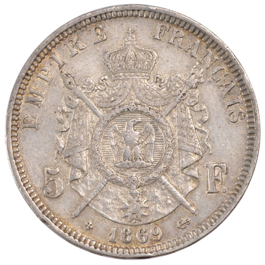 Second Empire, 5 Francs Napoléon III tête laurée