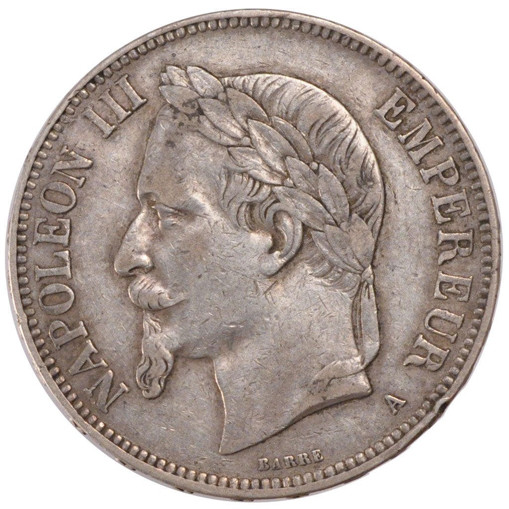 FRANCE, Napoléon III, 5 Francs, 1870, Paris, KM #799.1, EF(40-45), Silver, G...