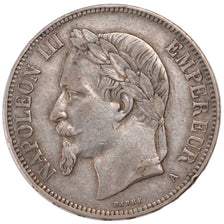 FRANCE, Napoléon III, 5 Francs, 1870, Paris, KM #799.1, EF(40-45), Silver, G...