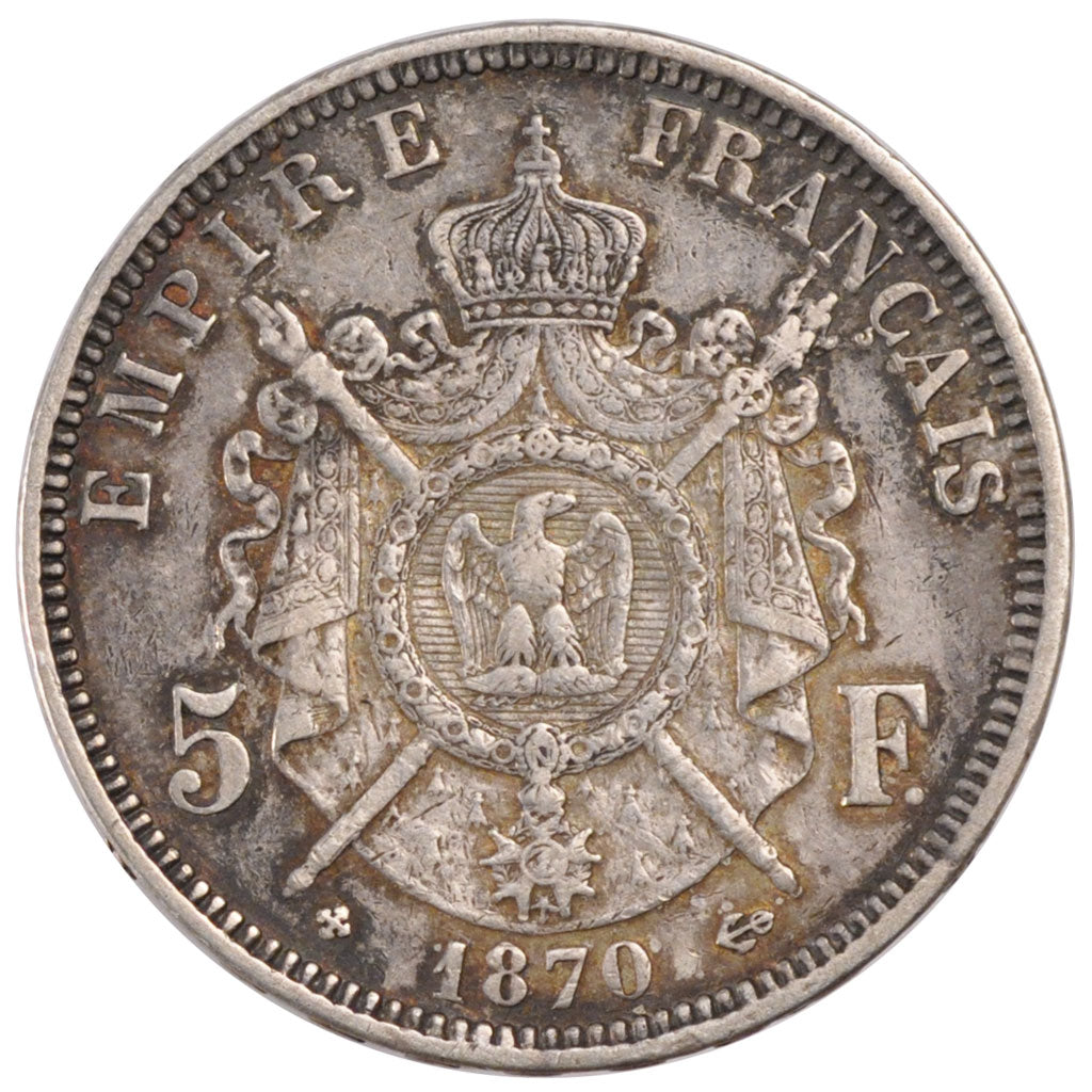 Second Empire, 5 Francs Napoléon III tête laurée
