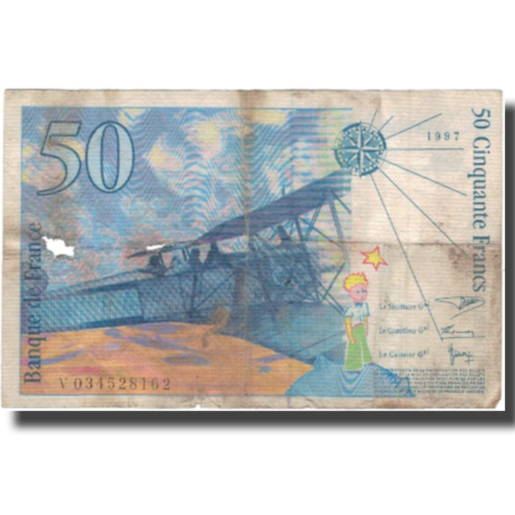 France, 50 Francs, 50 F 1992-1999 ''St Exupéry'', 1997, 1997, B+, Fayette:73.4