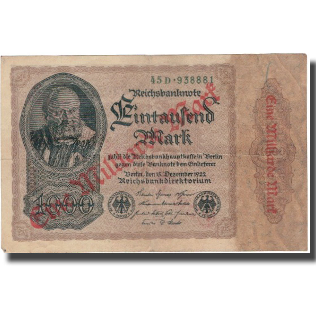 Banknote, Germany, 1 Milliarde Mark on 1000 Mark, 1922, 1922-12-15, KM:113a