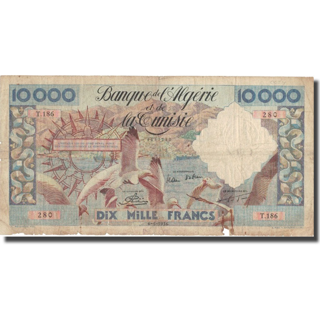 Banknote, Algeria, 10,000 Francs, 1956, 1956-01-16, KM:110, VG(8-10)